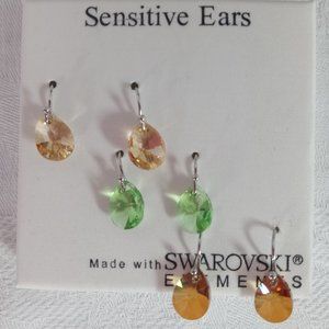 New Drop Earrings Sensitive Ears Made with Swarovski Elements For Kohls